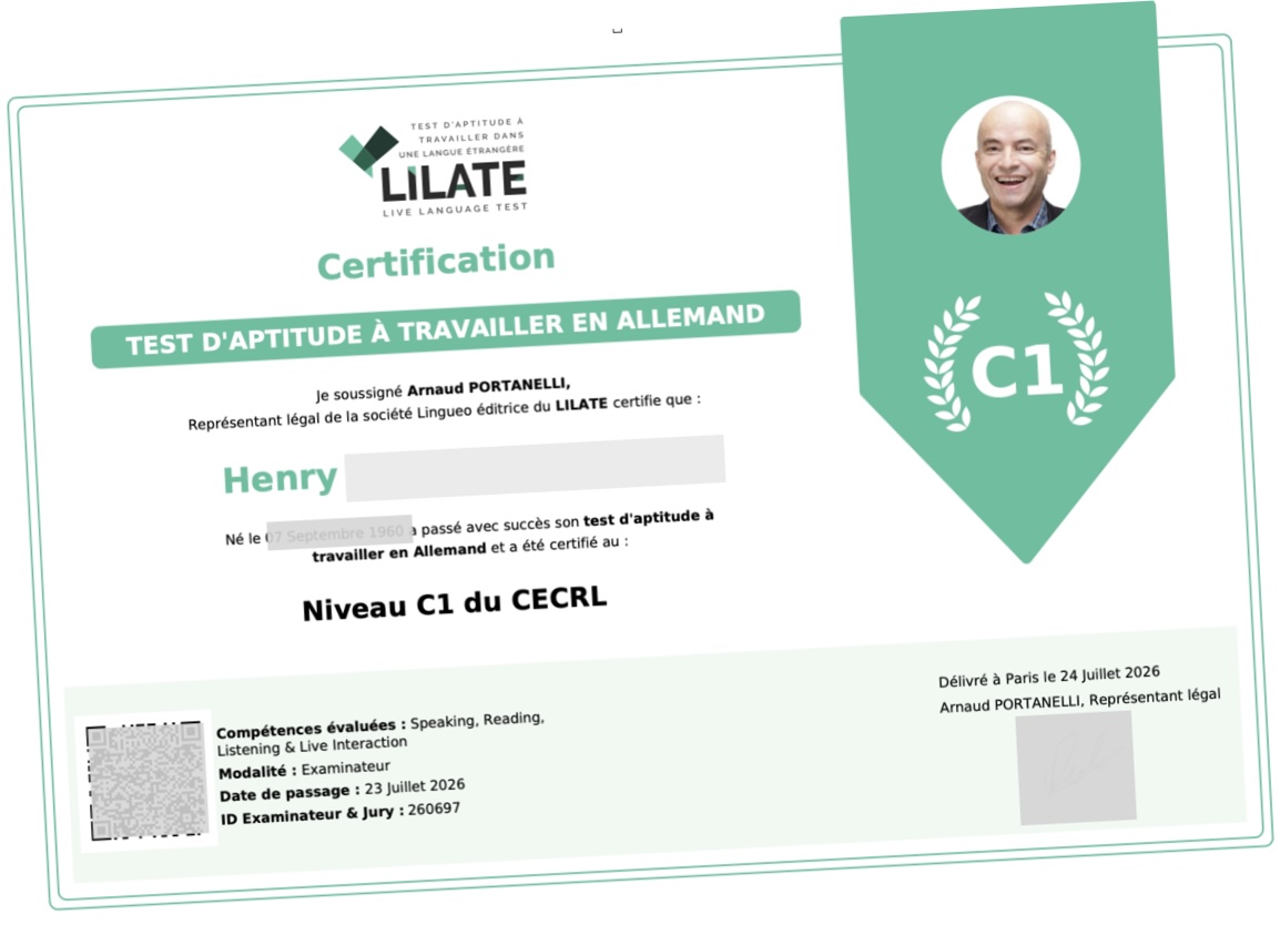 Certificat LILATE